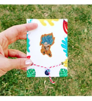 Dragon Ball Goku Ahşap Rozet Marteniçka Bileklik Hediyeli -Çanta-Broş-Aksesuar (Çok Renkli)