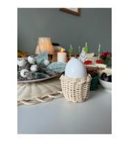 2'li Rattan Bohem Bambu Yumurtalık Seti, Şık Sunum ve Kahvaltı Aksesuarı