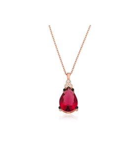 Gümüş Kırmızı Topaz Damla Kolye CSR2181144