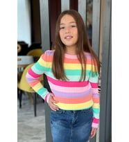 Breeze Kız Çocuk Triko Kazak Renkli 8-14 Yaş, Karışık Renk