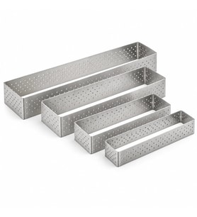 Fida Tart Çemberi Dikdörtgen Delikli Yükseklik 2,5 cm Paslanmaz 11,5x18,5 cm