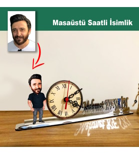 Karikatür Erkek Model Masaüstü Saatli İsimlik MSİ25