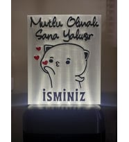 Kişiye Özel İsimli Hediyelik Kablolu Led Lamba - M19 - Mutlu Olmak Sana Yakışır (Beyaz)