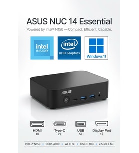 ASUS NUC 14 Essential Barebone Intel N150 16GB DDR5 1TB SSD W11PRO MINI BİLGİSAYAR NUC14MNK150 A23