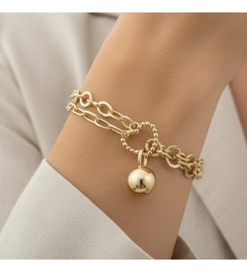 STİL İNCİSİ/XUPING JEWELRY KALPLİ TOP MODEL ZİNCİR BİLEKLİK (Altın)