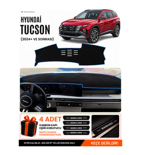HYUNDAİ TUCSON (2024+ SONRASI) Uyumlu Torpido Örtüsü Torpido Kılıfı - Siyah Mavi