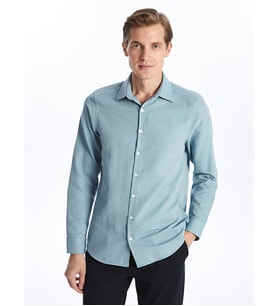 LCW BUSINESS Yeşil Slim Fit Uzun Kollu Oxford Erkek Gömlek