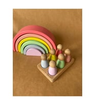 Waldorf 6 Parçalı Gökkuşağı, 6 Lı Peg Bebek Tabla Seti Pastel Renk Eşleştirme