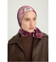 Schaless Kozmik Paisley - Nefti - Efilia Desenli Eşarp - 90x90 Cm (Bordo)