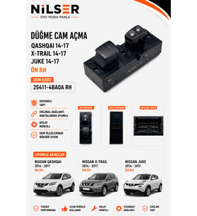 Nissan Qashqai Cam Düğme Ön Sağ 2014-2017