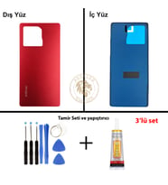 Infinix Note 50 Kırmızı Uyumlu Arka Kapak + Yapıştırıcı ve Vida Seti Arka Cam Batarya Pil Kapağı