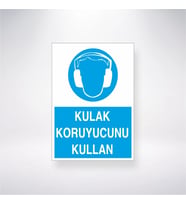 Kulak Koruyucunu Kullan 21x35 Arkası Yapışkanlı Levha