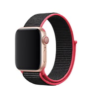 Apple Watch 44/45/46/49mm Kordon Hasır Band 2/3/4/5/6/se/7/8/9/10/11/ultra (Kırmızı-Siyah)