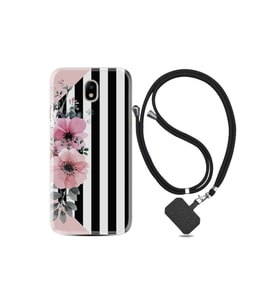Samsung Galaxy J7 Pro Kılıf Desenli Silikon Ipli Boyun Askılı Flowers 4 1390