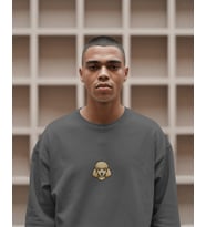 Erkek Baskılı Sweatshirt – Poodle (Toy Poodle) Minimal Köpek Tasarımı (Füme)