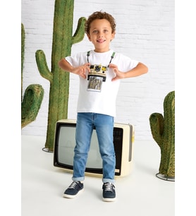 Mayoral Erkek Çocuk Baskılı Tshirt Beyaz