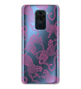 Xiaomi Redmi Note 9 Uyumlu Pembe Leopar Desenli Şeffaf Telefon Kılıfı