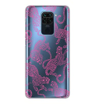 Xiaomi Redmi Note 9 Uyumlu Pembe Leopar Desenli Şeffaf Telefon Kılıfı