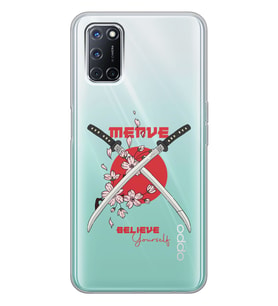 Oppo Sakura Sword Tasarımlı Şeffaf Telefon Kılıfı