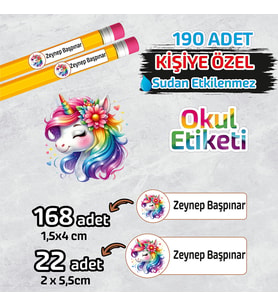 Okul Etiketi Kişiye Özel Kalem Defter Etiketi -2- 190 Adet