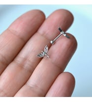 Anka Kuşu Helix Piercing Kıkırdak Cerrahi Çelik Gümüş Renk (Çok Renkli)