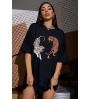Tasarım Kaplan Baskılı Tasarım Tshirt (STD)