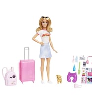 Barbie Seyahat Bebeği Seti Orijinal Barbie, Açılan Valiz ve Yolculuk Aksesuarlı