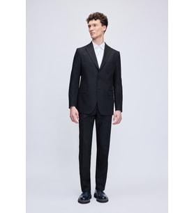 Siyah Comfort Fit Desenli Mono Yaka Klasik Takım Elbise