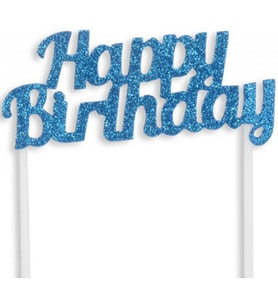 Pasta süsü evadan simli happy bırthday mavi p1-