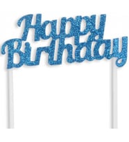 Pasta süsü evadan simli happy bırthday mavi p1-
