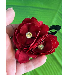 9X6 CM TAŞLI ÇİEK BROŞ YAKA TÜRBAN İĞNESİ SAÇ GİYİM AKSESUARI (Bordo)