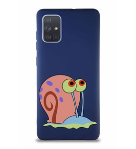 Samsung Galaxy A71 Soft Premier Kapak Salyangoz Gary Tasarımlı Silikon Kılıf - Lacivert (Şeffaf)