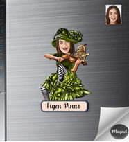 Kişiye Özel Kemancı Kadın Ahşap Magnet -1