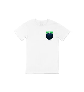 5 Stars Mountains  Cep Logo Tasarımlı Beyaz Tişört