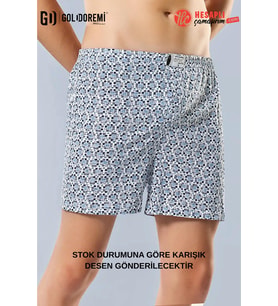 Anıt Premium Erkek %100 Pamuklu Düğmeli Emprime Rahat Kalıp Penye Boxer 1 Adet (Karışık Desen Gönderilecektir)