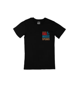 Music Speaks Cep Logo Tasarımlı Siyah Tişört
