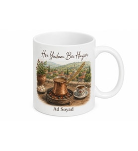 Köy Kahvesi Temalı Kişiye Özel Kupa Bardak Hediye Baskılı Porselen Mug
