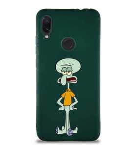 Xiaomi Redmi Note 7 Soft Premier Kapak Squidward Dokunaç Tasarımlı Silikon Kılıf - Yeşil (Şeffaf)