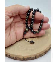 Golden & Siyah Obsidyen Taşı 33lük Özel Tasarım Tesbih 8mm (1250)