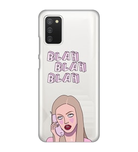 Samsung Galaxy A02S Uyumlu Blah Blah Blah Mean Girls Desenli Şeffaf Telefon Kılıfı