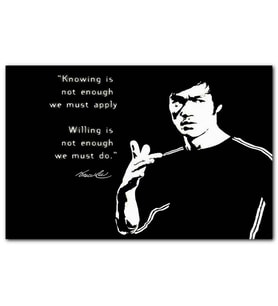 Cakatablo Bruce Lee Kungfu Siyah Zeminde MDF Tablo