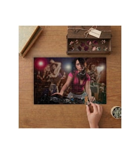 Kadın Dj - Müzik - Eğlence Tasarımı 240 parça Ahşap Puzzle Ahşap Kutuda MP00754