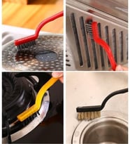 3'lü Set Tel Fırça Yağ Kir Pas Sökücü Temizlik Seti Mutfak Fırın Ocak Lavabo Temizlik Fırçası (Bakır-Demir-Plastik)