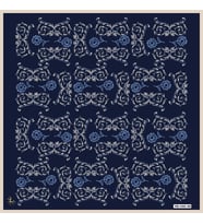 Barok Desen Black Seri Twill Eşarp Eşarp Askısı ile Birlikte 90x90 cm Lacivert-9
