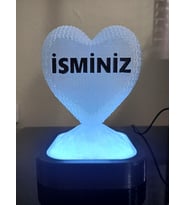 Kişiye Özel Hediyelik Isimli Kalp Figürlü Dekoratif Led Lamba - Adaptörlü (Mavi)