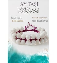Ay Taşı Doğaltaş Bileklik, Doğal Taş İştah Kesici Makrome Bileklik B1032 (8mm-20cm)