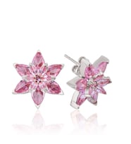 Lotus Çiçeği Gümüş Küpe (Beyaz-Pembe)