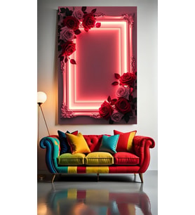 NEON TONLAR VE ÇİÇEKLERİN UYUMU 1 :) Ev Duvar Salon Güzellik Salonu Ofis Dükkan Dekarasyon Kanvas Tablo (Çok Renkli)