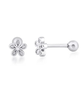 Çiçek Gümüş Piercing (Altın-Beyaz)