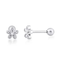 Çiçek Gümüş Piercing (Altın-Beyaz)